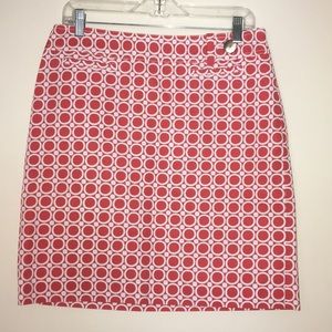 Ann Taylor Petite 100% Cotton Geometric Lined Skirt Size 8P Color-Coral, White